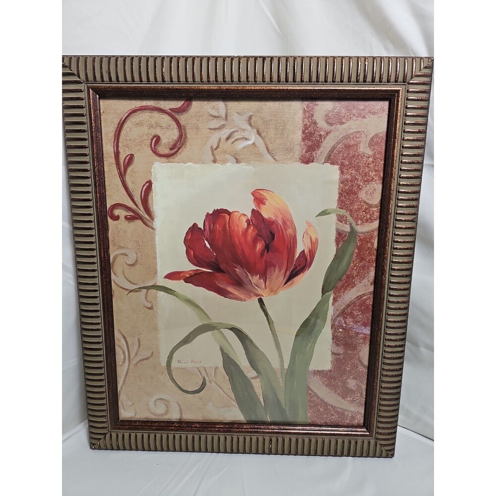 Framed Vivian Flasch Tulip Floral Art Print Wall Decor Ready to Hang